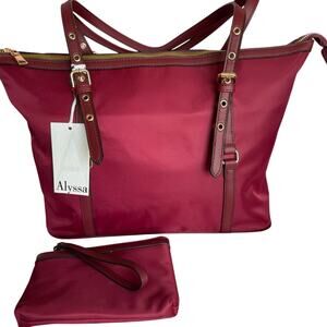 Brand New Beautiful “ ALYSSA ” Satchel w/ Wristlet Purse Red Wine Shoulder Bag